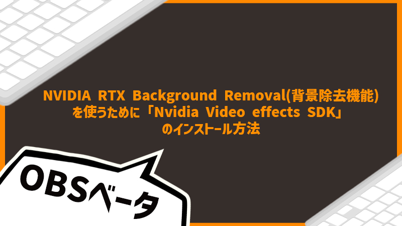 NVIDIA RTX Background Removal(背景除去機能)を使うために「Nvidia Video effects SDK」のインストール方法